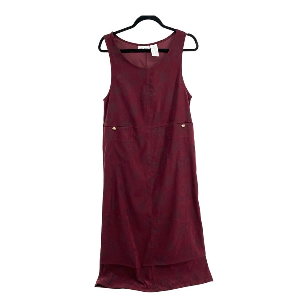 White Stag Womens Small Burgundy Floral Burnout Jacquard Jumper Dress Modest